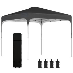 8' x 8' Pop Up Canopy with Adjustable Height, Foldable Gazebo Tent with Carry Bag with Wheels and 4 Leg Weight Bags for Garden, Black