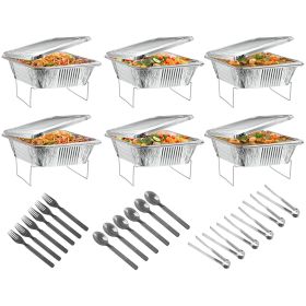 36Pcs Disposable Chafing Dish Buffet Set Food Warmers For Party Buffet Server Catering Supplies With Covers Utensils Half Size Food Pans For Part